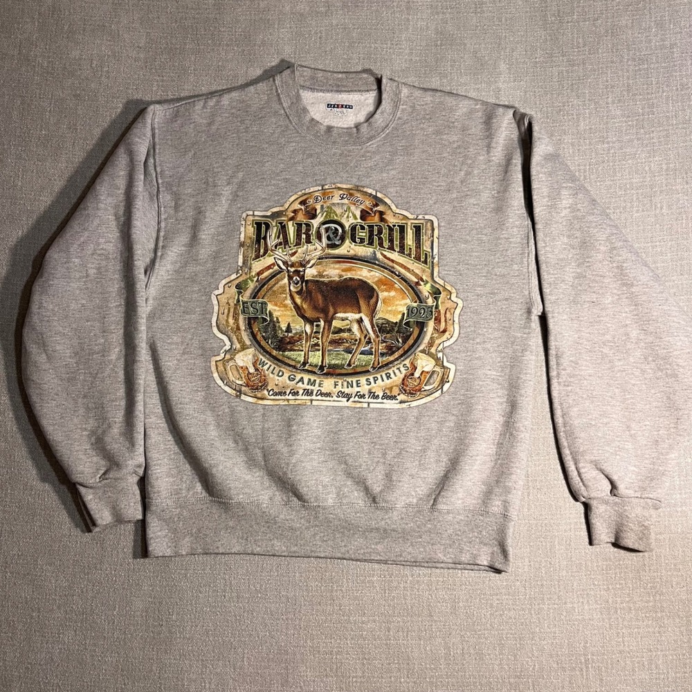 Vintage style Jerzees Deer Valley Bar Grill Graphic Sweatshirt Mens Medium‎